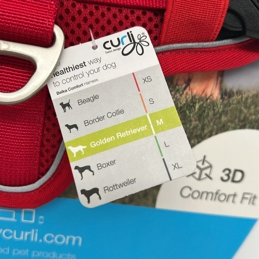 Curli Belka‎ Comfort Dog Harness Adjustable Step-in Choke-Free Reflective Red M